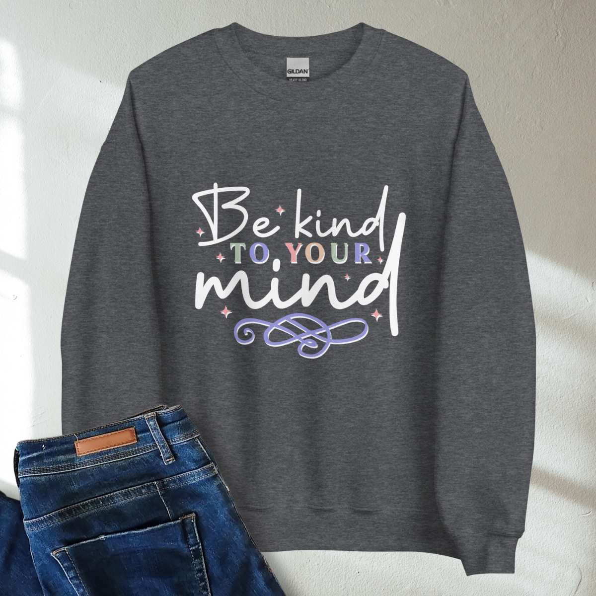 Be Kind To Your Mind Retro Mental Health Awareness Crew Neck Sweatshirt - Cozy & Inspirational