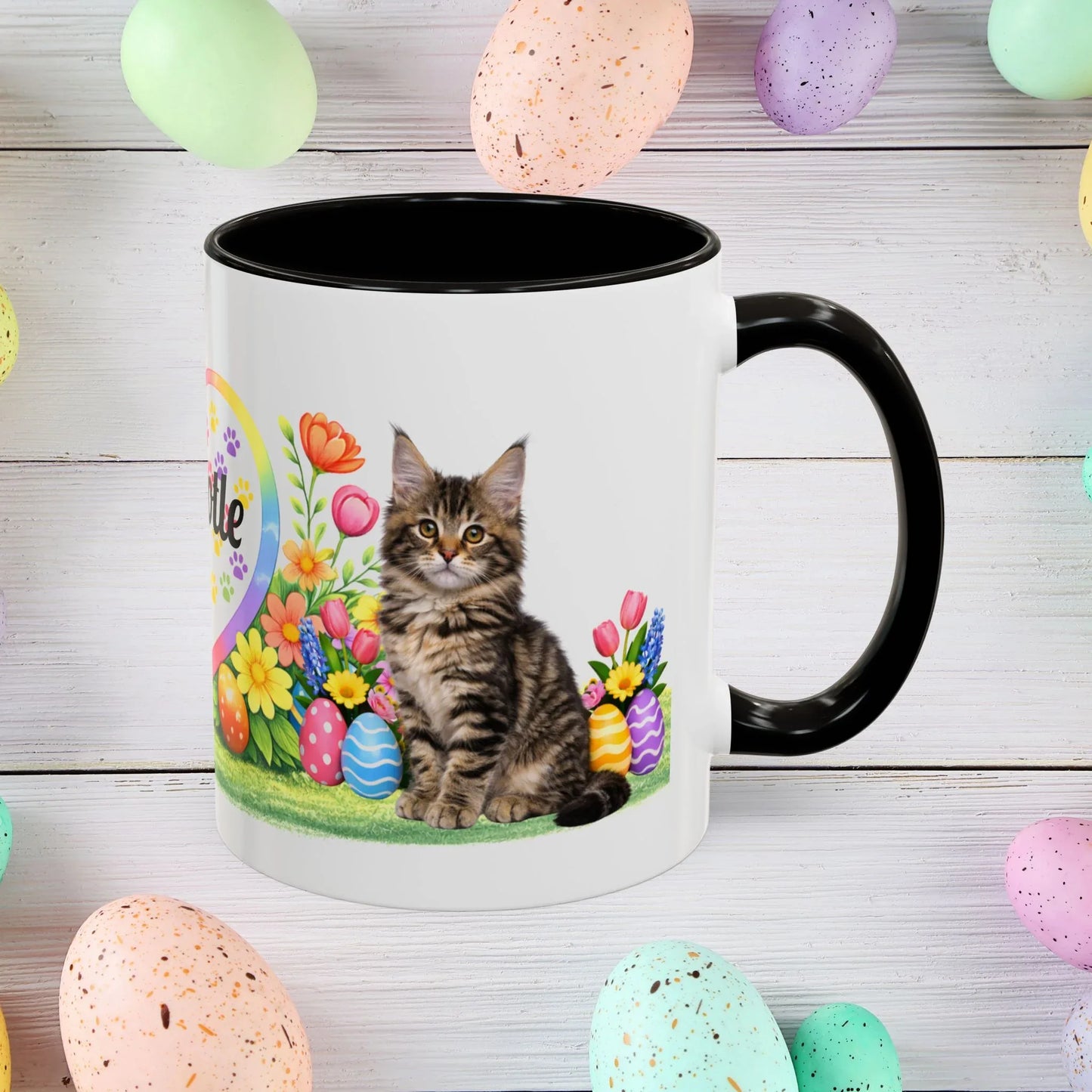 Shop our maine coon kitten easter mug featuring the 11oz style option from MySisterIsASurvivor.
