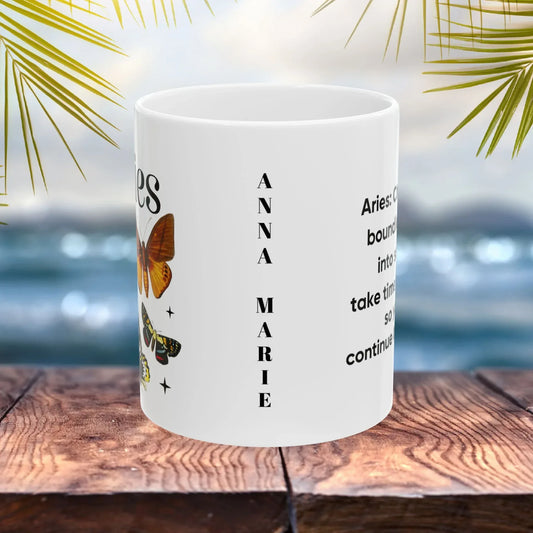 Shop our aries zodiac white ceramic mug 11oz 15oz featuring the 15oz style option from MySisterIsASurvivor.