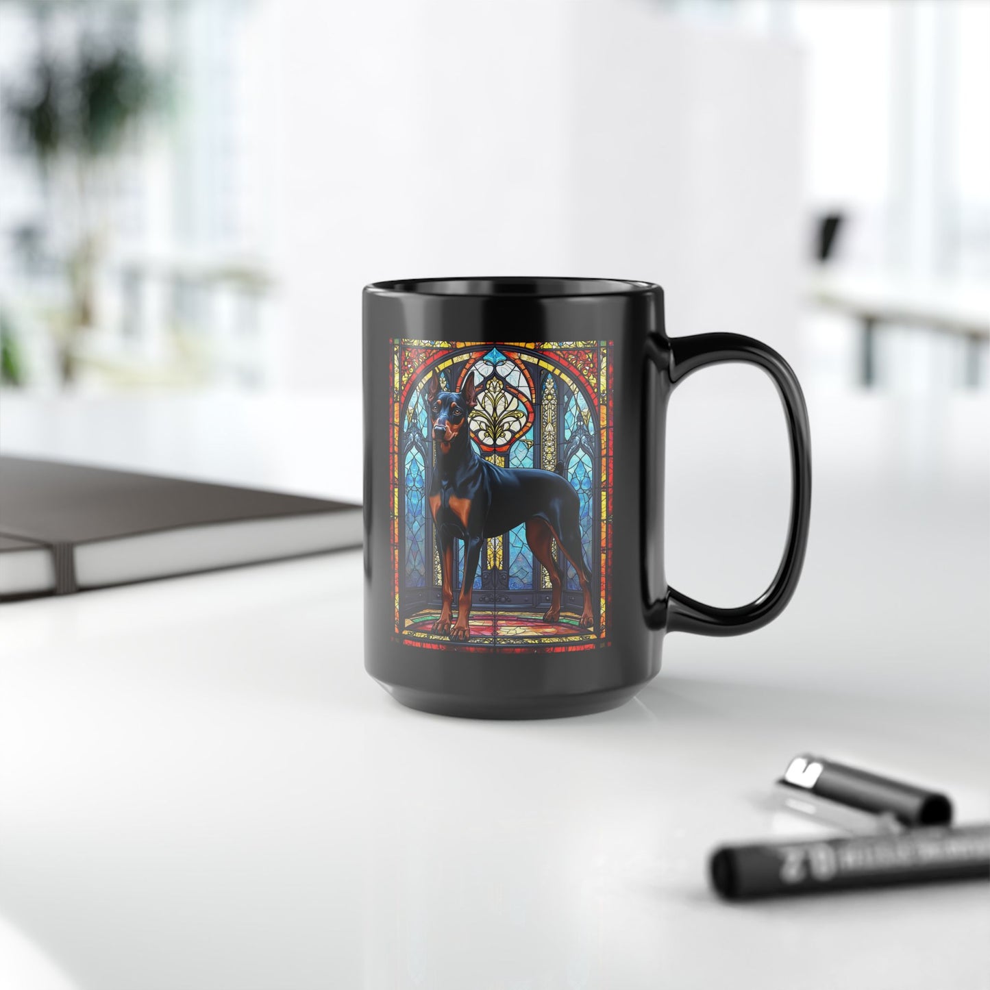 Doberman Pinscher (Black & Rust) Personalized Mug, Pet Lover Mug, Dog Coffee Mug, Custom Dobie Name Mug, Dog Lover Gift, Dog-Themed Mug
