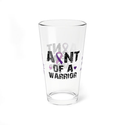Aunt of a Warrior: Personalized Domestic Violence Awareness Warrior Pint Glass - Proud Family Member