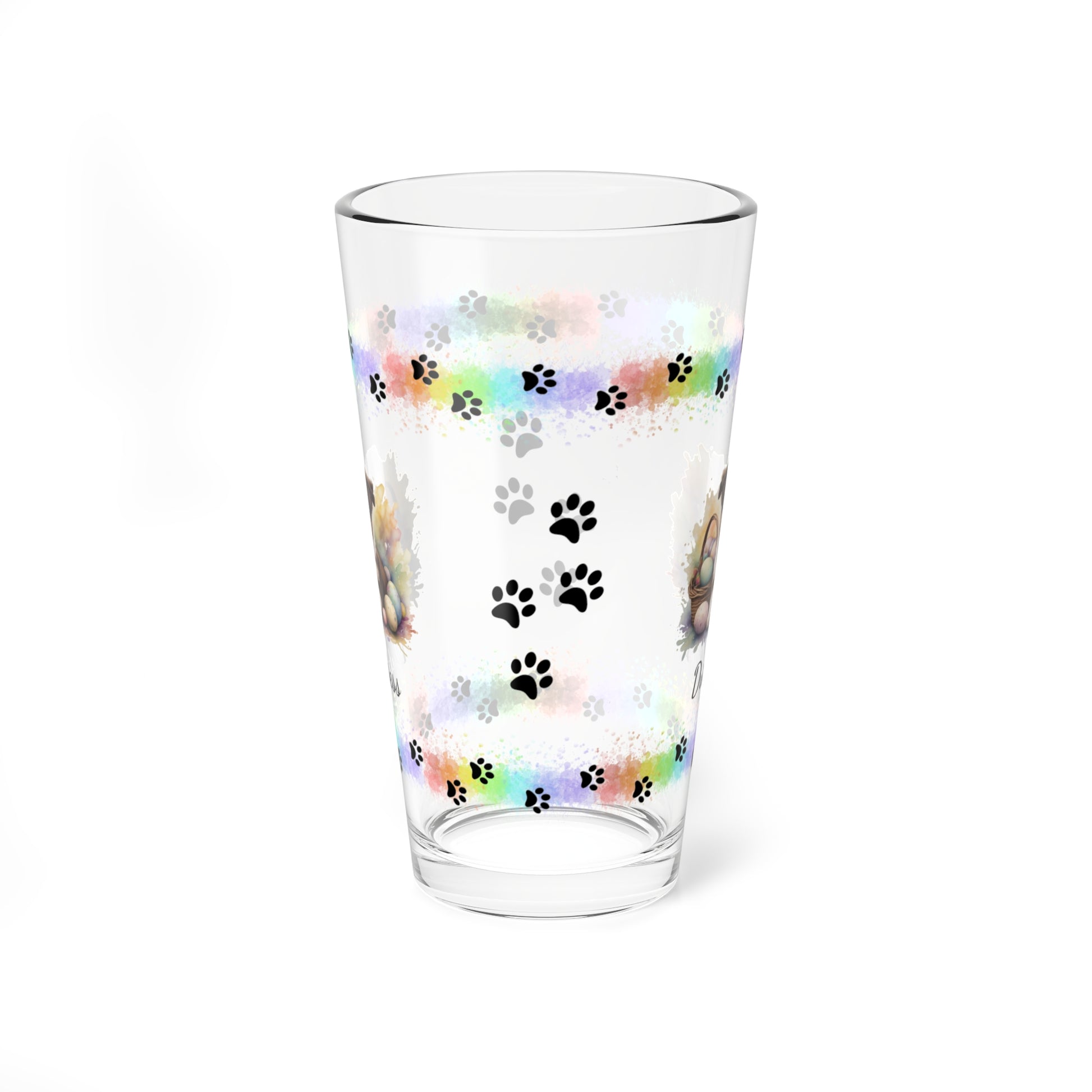 Border Collie (Brown & White) Personalized Easter Puppy 16oz Pint Glass - Custom Dog Design, Mental Health Gift, Easter Décor, and Festive Celebrations