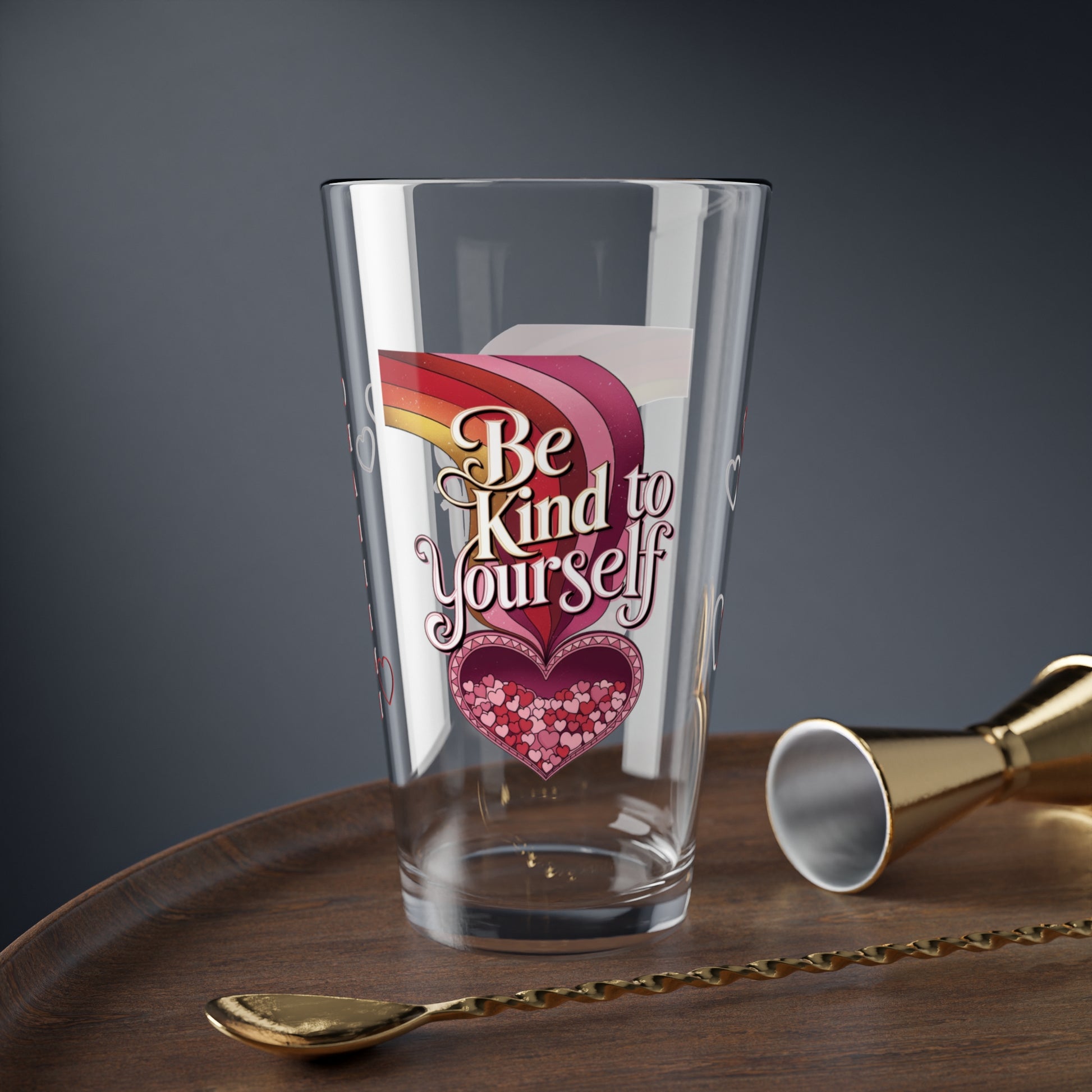 Be Kind To Yourself: Personalized Valentine's Day Affirmation Pint Glass – Valentine's Day Self-Care Gift, Mindful Positivity Drinkware