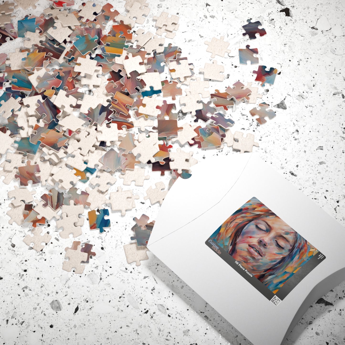 Empowerment Escape - Close-Up Woman's Portrait Puzzle with Bold Multicolor Oil Brushstrokes