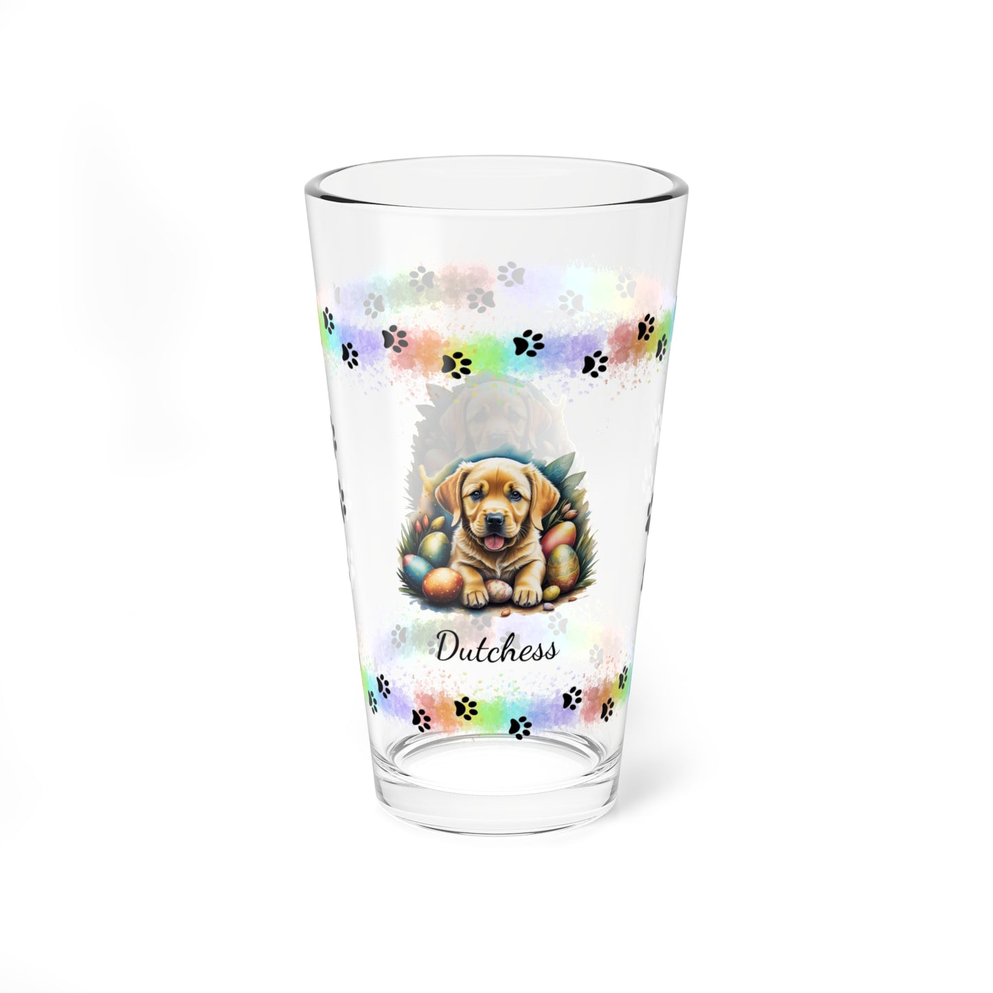 Yellow Labrador Personalized Easter Puppy 16oz Pint Glass - Custom Dog Design, Mental Health Gift, Easter Décor, and Festive Celebrations
