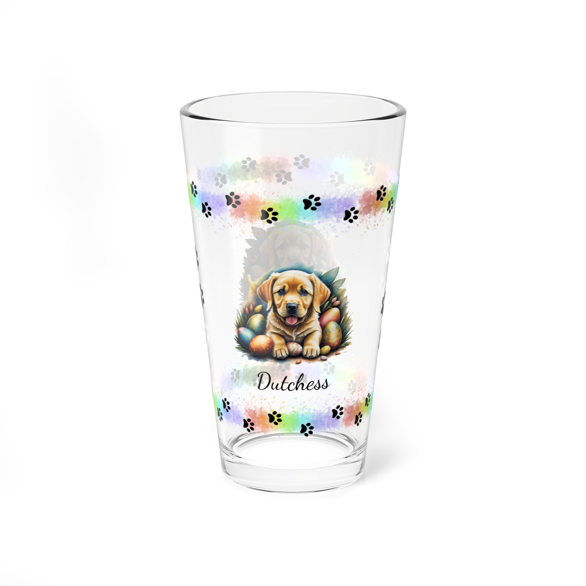 Yellow Labrador Personalized Easter Puppy 16oz Pint Glass - Custom Dog Design, Mental Health Gift, Easter Décor, and Festive Celebrations