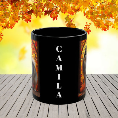 Wolf Sable Pomeranian autumn mug, personalized coffee cup for dog moms, dads, and Pom enthusiasts