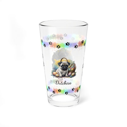 Pug Personalized Easter Puppy 16oz Pint Glass - Custom Dog Design, Mental Health Gift, Easter Décor, and Festive Celebrations