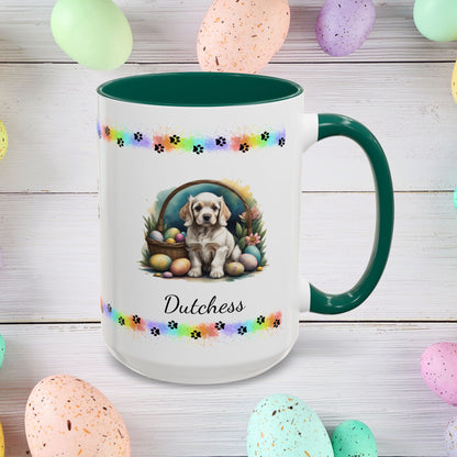 Cocker Spaniel (Light Gold): Personalized Easter Puppy Coffee Mug - Adorable Dog Design, Mental Health Gift, 11oz & 15oz, 12 Color Choices, Easter Gifts & Décor