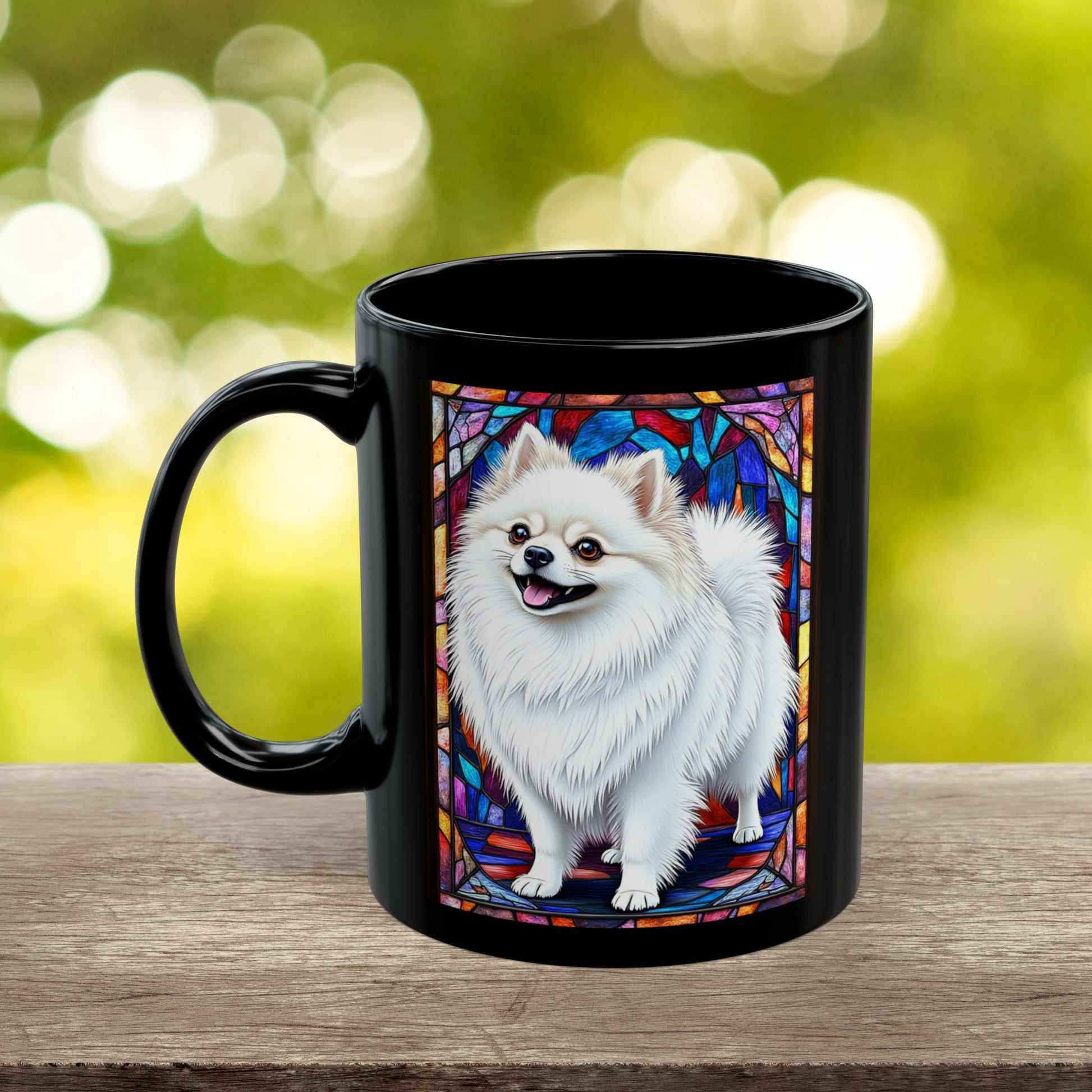 White Pomeranian custom name mug for dog moms and dads