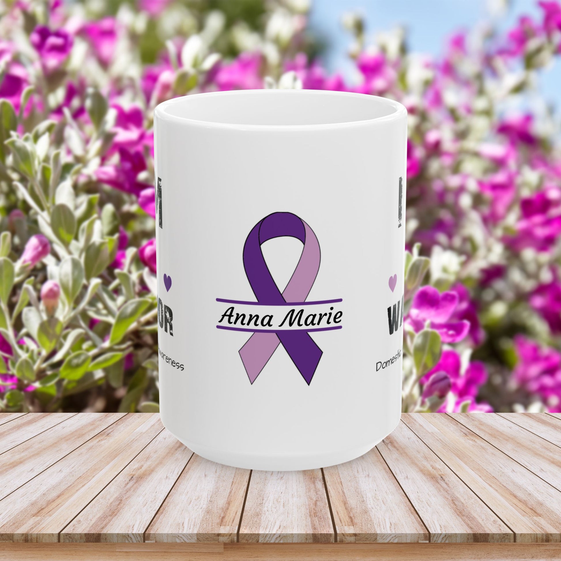 I am of a Warrior - Personalized Domestic Violence Awareness Gift, Empowerment and Resilience Ceramic Mug, Support for Survivors