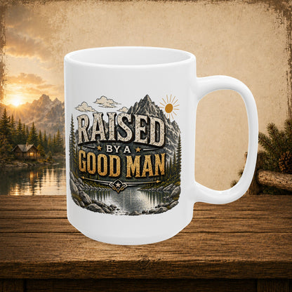 Raised by a good man personalized mug, proud Father’s Day gift from kids