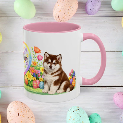 Shop our alaskan malamute red white puppy easter mug featuring the 11oz style option from MySisterIsASurvivor.