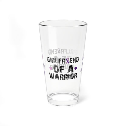 Girlfriend of a Warrior: Personalized Domestic Violence Awareness Warrior Pint Glass - Proud Family Member