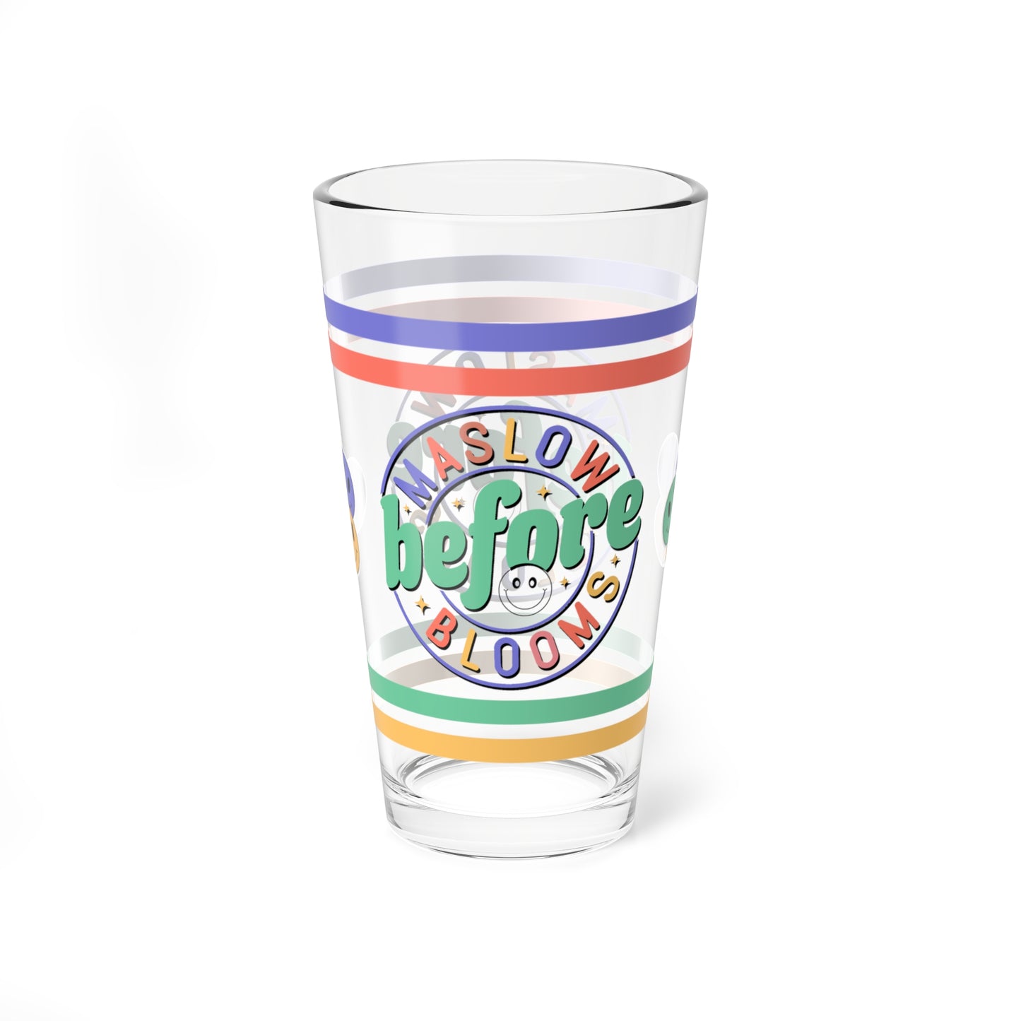 Maslow Before Blooms Retro Pint Glass - 16oz Mental Health Drinkware, Clear Glass for Beverages