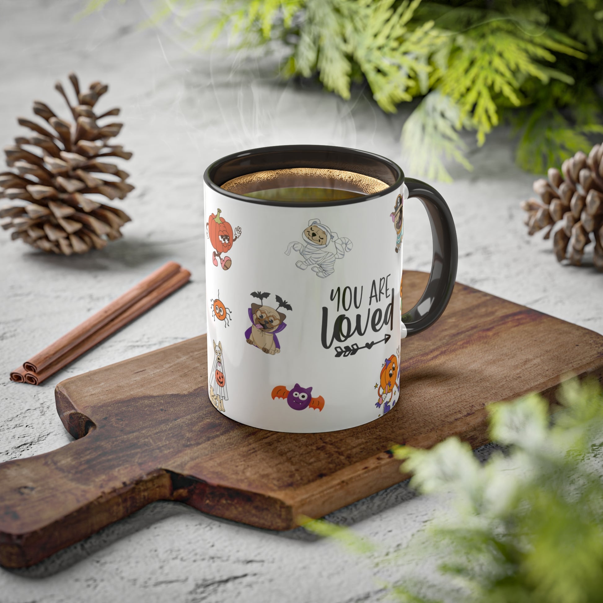 You Are Loved - Halloween Affirmation Mug - 11oz Ceramic Coffee Cup with Positive Quotes & Cute Vibes