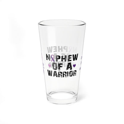 Nephew of a Warrior: Personalized Domestic Violence Awareness Warrior Pint Glass - Proud Family Member