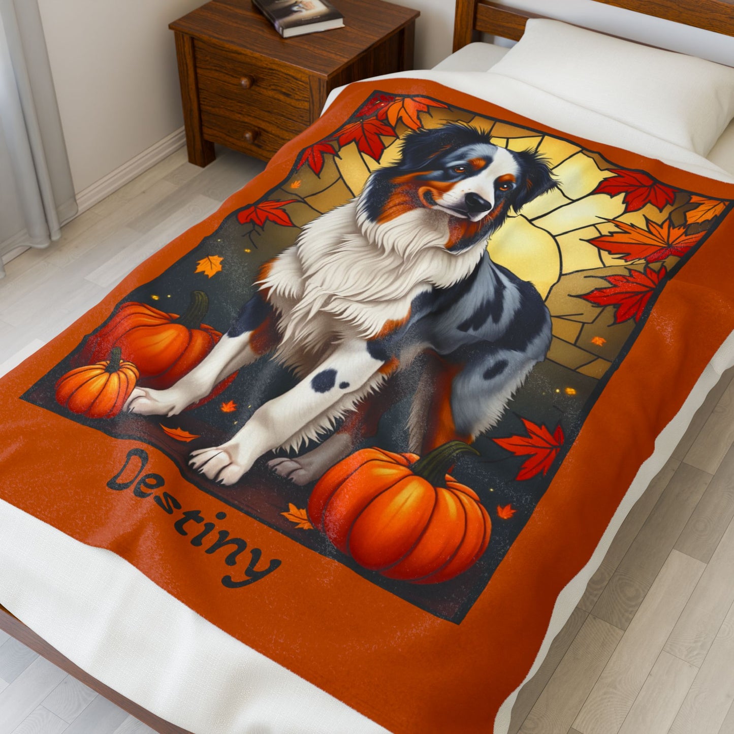 Australian Shepherd Blue Merle Coat Velveteen Blanket, Personalized Dog Throw, Custom Herding Companion Gift