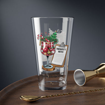 Holiday Cheer? I'll Take Mine With A Side Of Therapy, Thanks, Christmas Pint Glass, 16oz