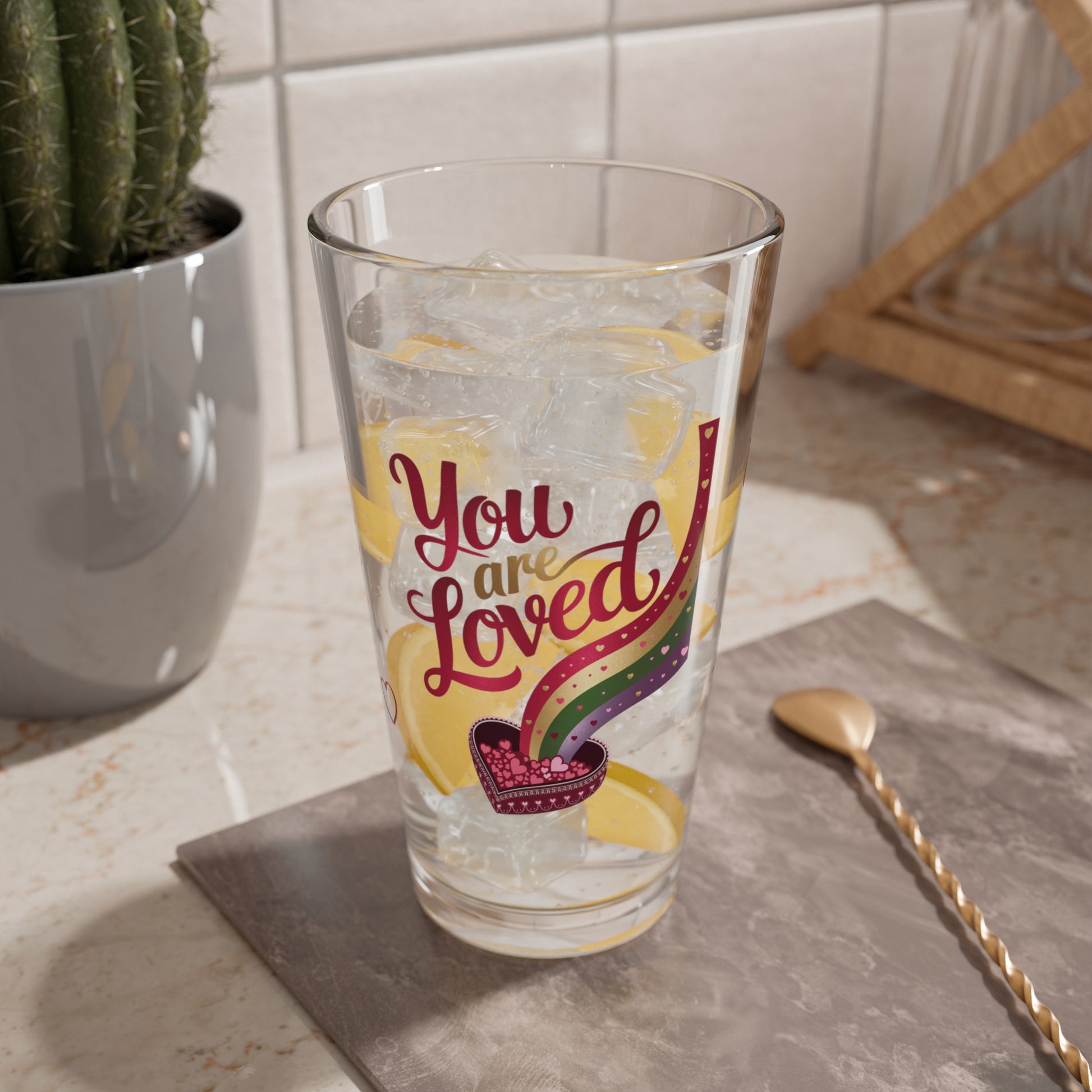 You Are Loved: Personalized Valentine's Day Affirmation Pint Glass – Valentine's Day Self-Care Gift, Mindful Positivity Drinkware