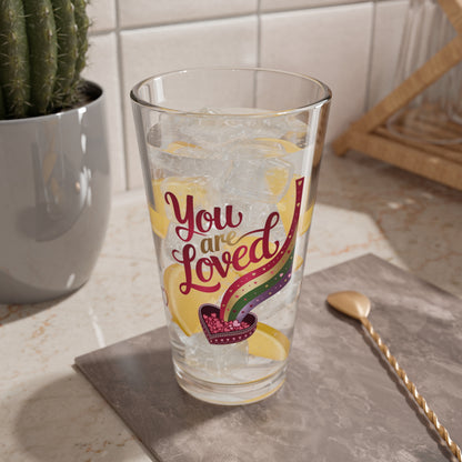 You Are Loved: Personalized Valentine's Day Affirmation Pint Glass – Valentine's Day Self-Care Gift, Mindful Positivity Drinkware