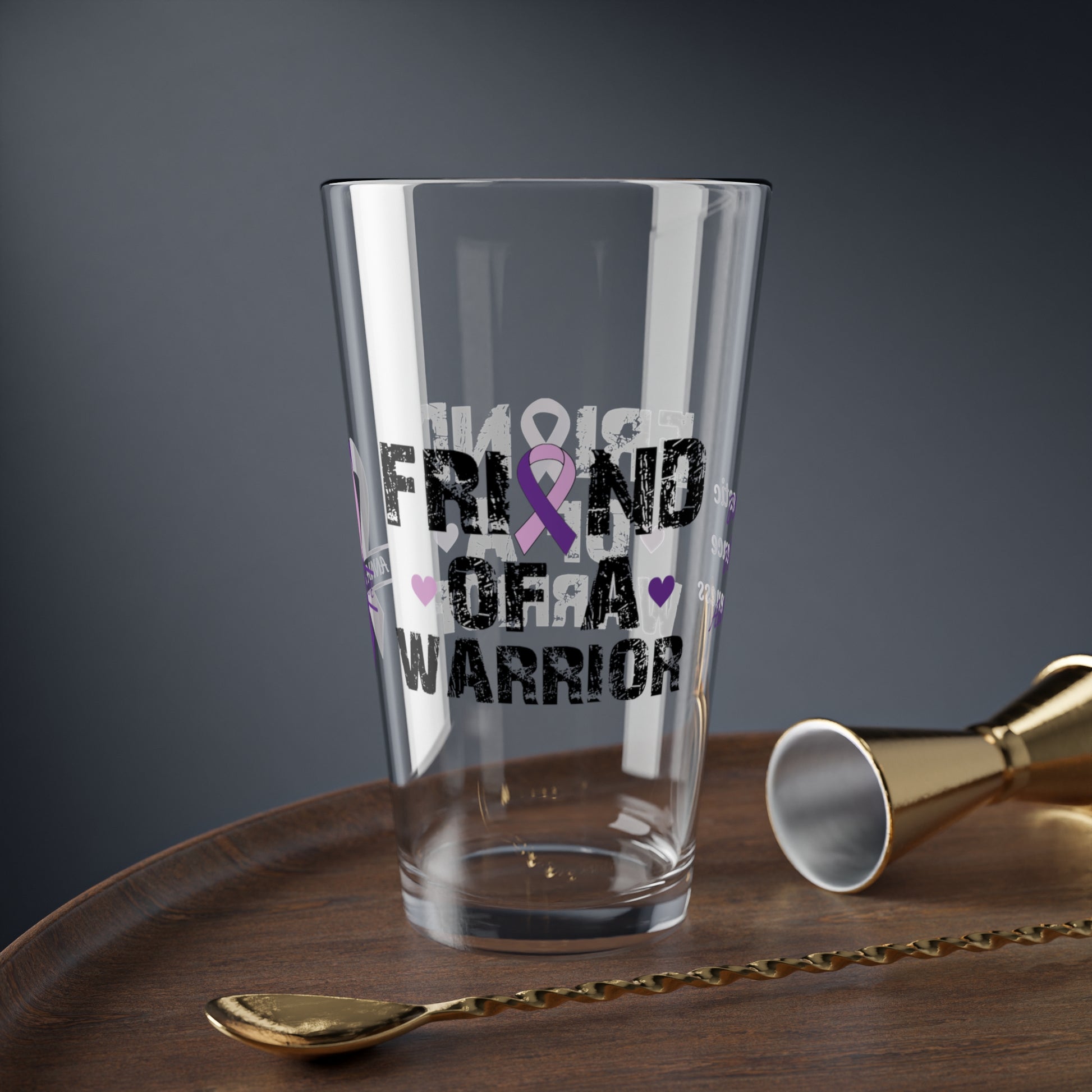 Friend of a Warrior: Personalized Domestic Violence Awareness Warrior Pint Glass - Proud Family Member