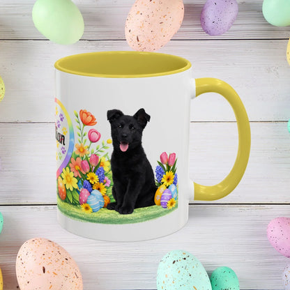 Shop our german shepherd black puppy easter mug featuring the 15oz style option from MySisterIsASurvivor.