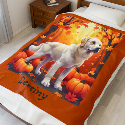 Cream Golden Retriever velveteen plush blanket, custom dog throw for Golden Retriever parents - MySisterIsASurvivor