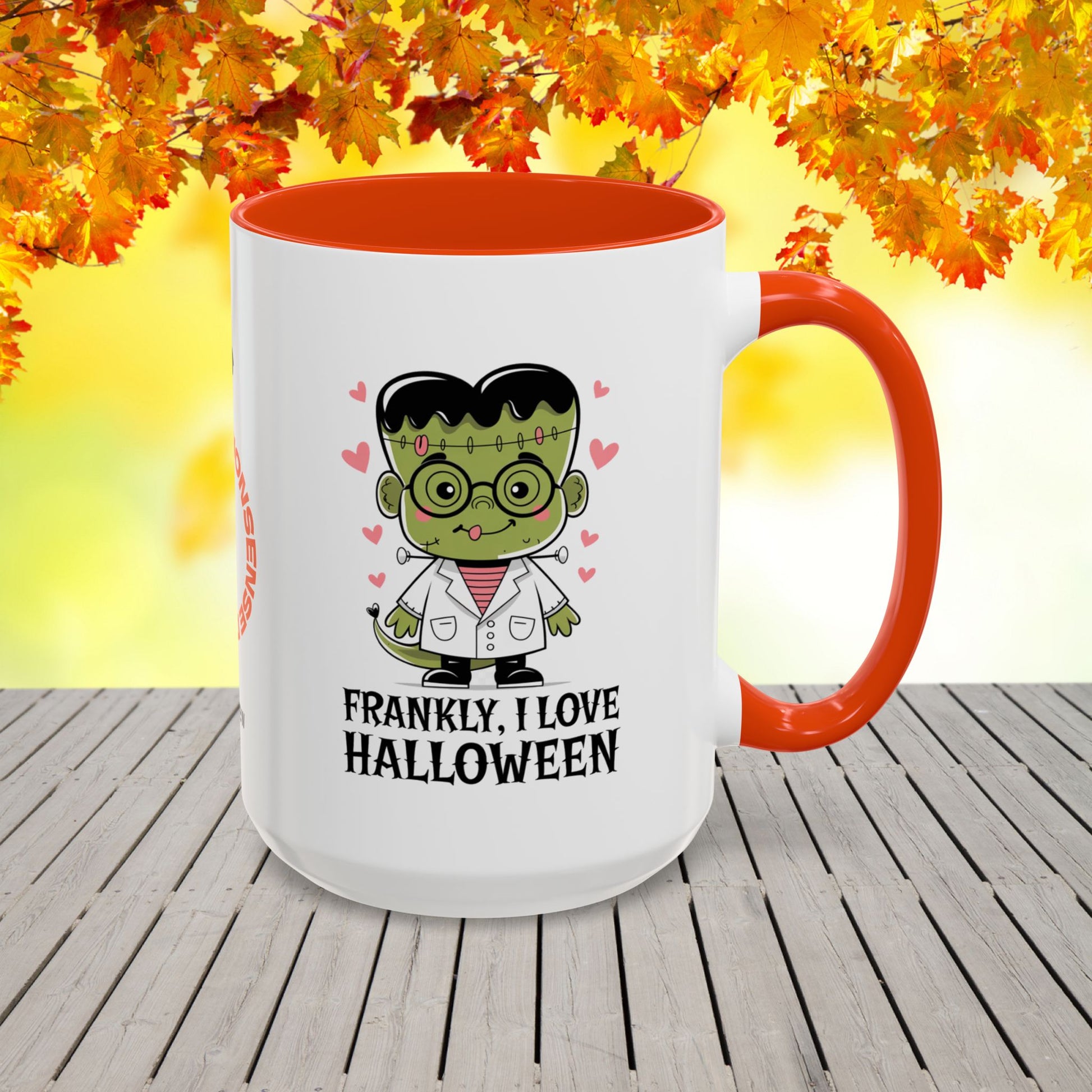 Frankly, I Love Halloween Mug -custom coffee cup for fun Halloween & cozy fall vibes