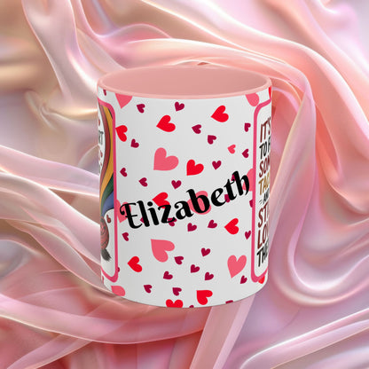 Its Okay To Fall Apart Valentines mug with gentle encouragement, supportive Valentine affirmation coffee cup