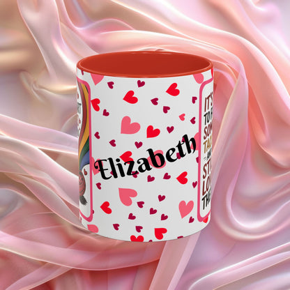 Its Okay To Fall Apart Valentines mug with gentle encouragement, supportive Valentine affirmation coffee cup