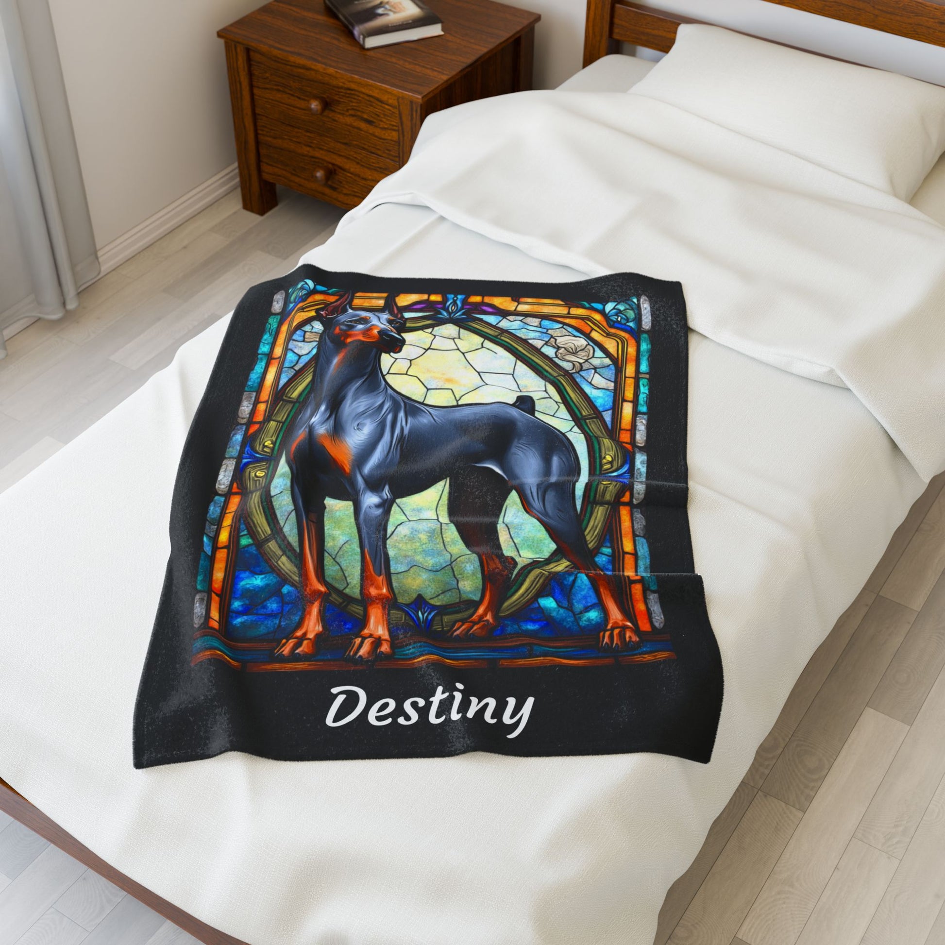 Doberman Blue & Rust Coat Blanket, Personalized Dog Lover Throw, Custom Gift for Humans