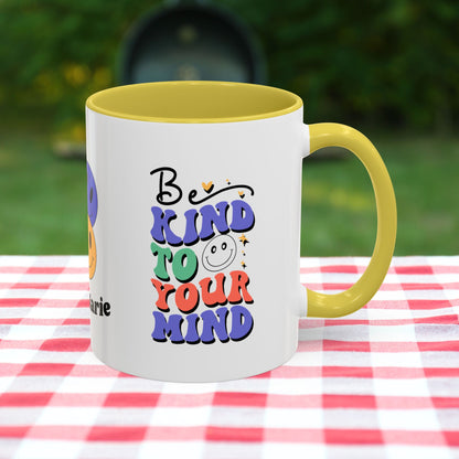Be Kind to Your Mind - Personalized Retro Affirmation Mug for Positive Mental Health & Self-Care