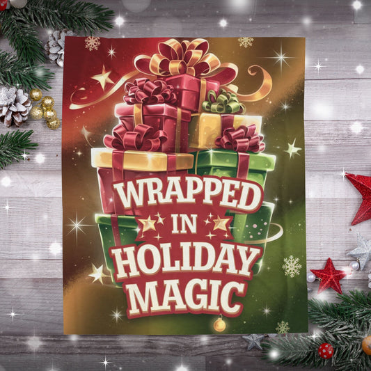 Christmas blanket “Wrapped in Holiday Magic” soft festive throw for comfort, joy, and seasonal cheer