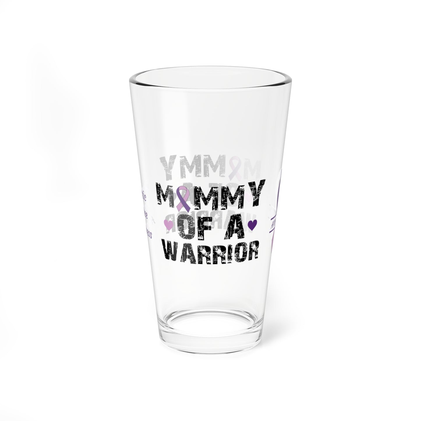 Mommy of a Warrior: Personalized Domestic Violence Awareness Warrior Pint Glass - Proud Family Member