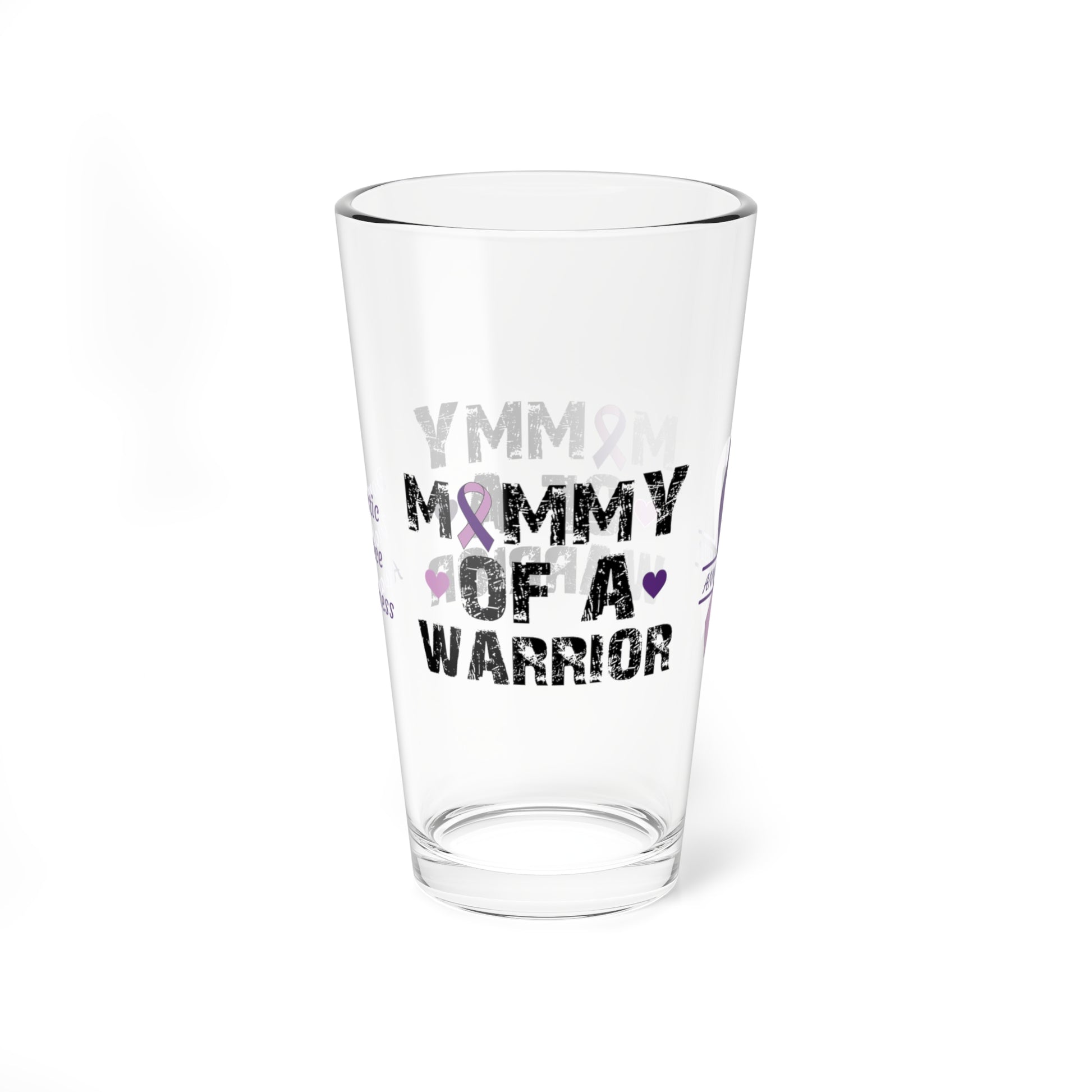 Mommy of a Warrior: Personalized Domestic Violence Awareness Warrior Pint Glass - Proud Family Member