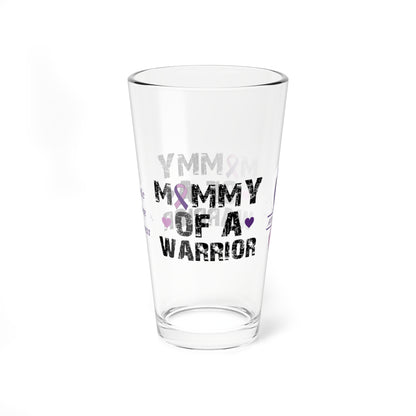 Mommy of a Warrior: Personalized Domestic Violence Awareness Warrior Pint Glass - Proud Family Member