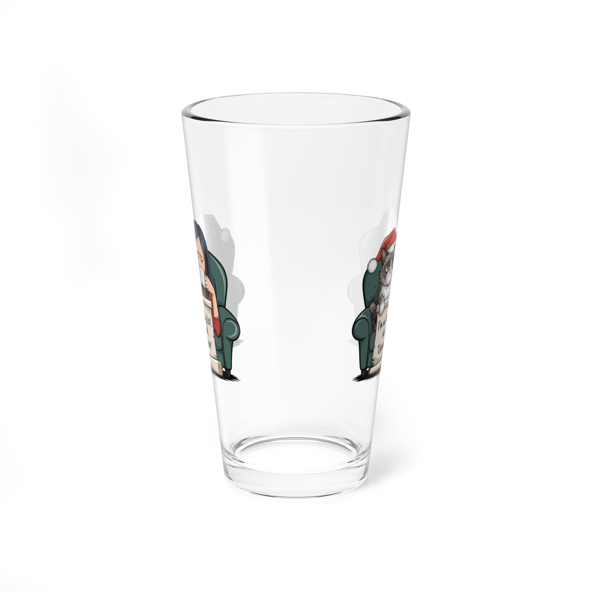 I'm On The Naughty List, But It's Called Coping Mechanism, Christmas Pint Glass, 16oz