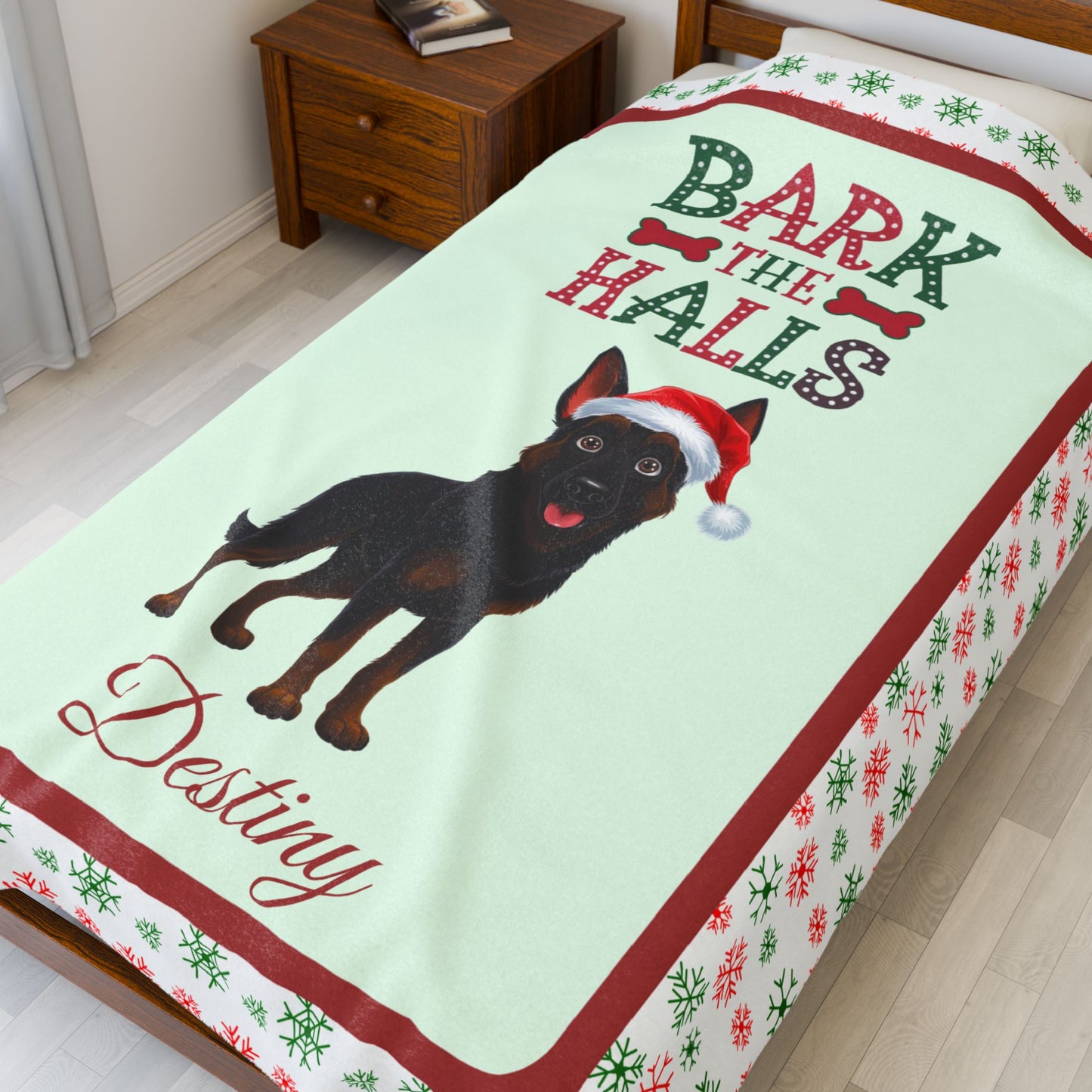 German Shepherd (Bi-Color) Velveteen Blanket - Cozy holiday dog throw, personalized gift for pet lovers
