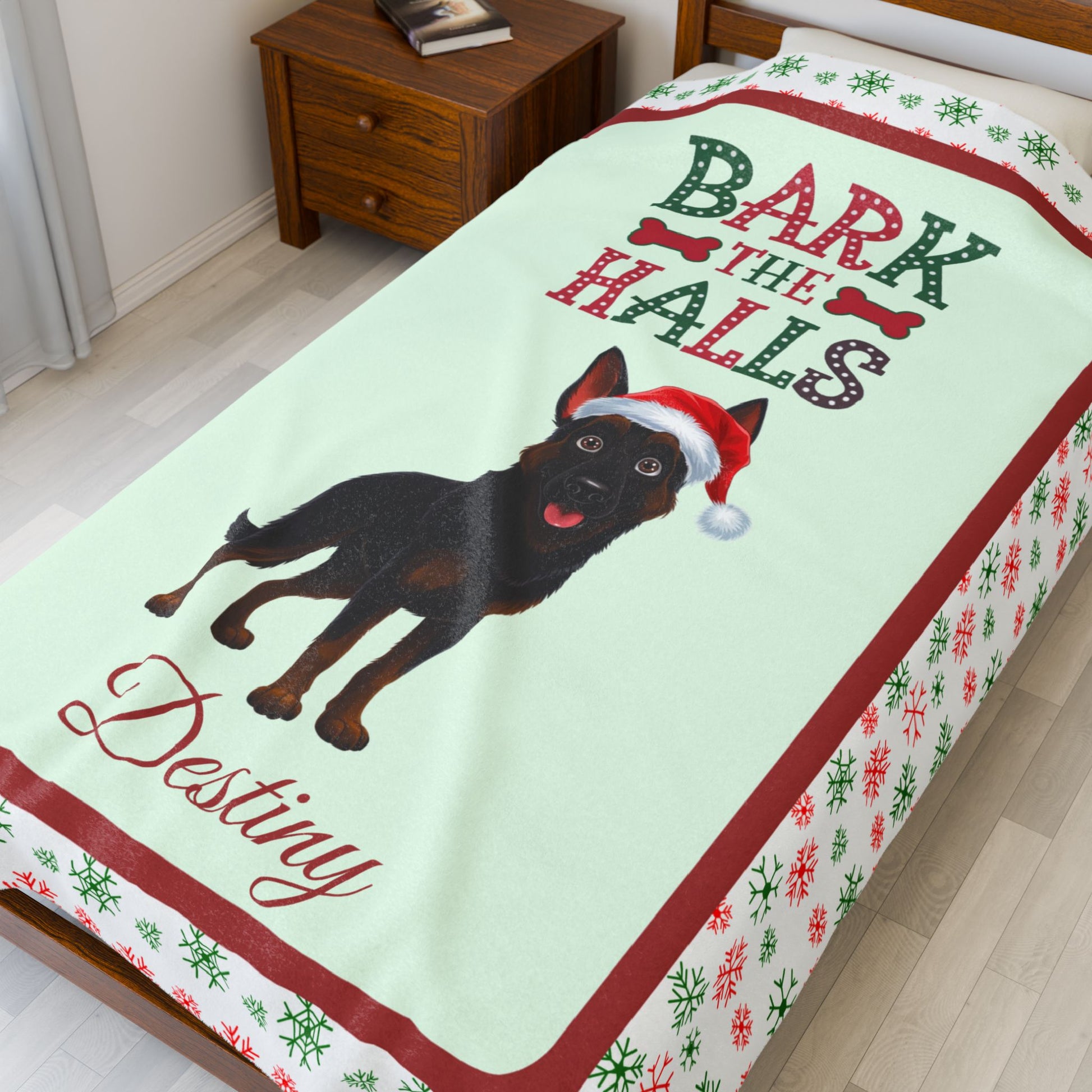 German Shepherd (Bi-Color) Velveteen Blanket - Cozy holiday dog throw, personalized gift for pet lovers