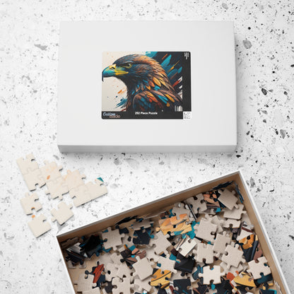 Eagle's Strength - Graffiti-Style Eagle Portrait Puzzle with Bold Brushstrokes in Teal and Orange