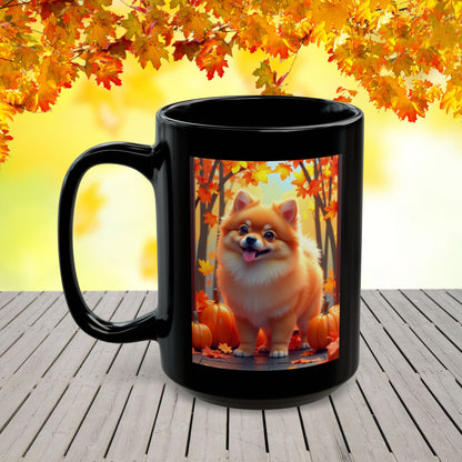 Pomeranian Orange - Personalized autumn coffee mug, cozy fall dog cup for Pomeranian parents