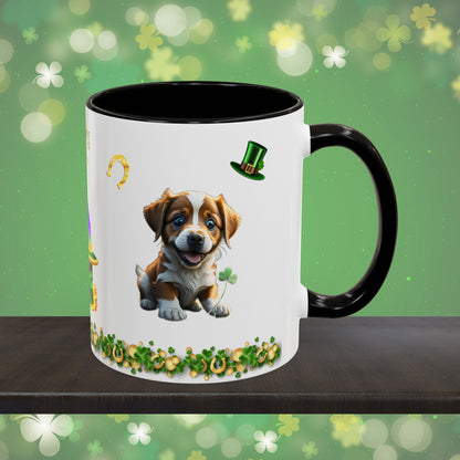 Lucky Leprechaun Pup: St. Patrick's Day Two-Tone Coffee Mug - Festive Ceramic Mug for Positivity & Mindfulness