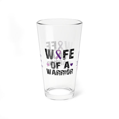 Wife of a Warrior: Personalized Domestic Violence Awareness Warrior Pint Glass - Proud Family Member