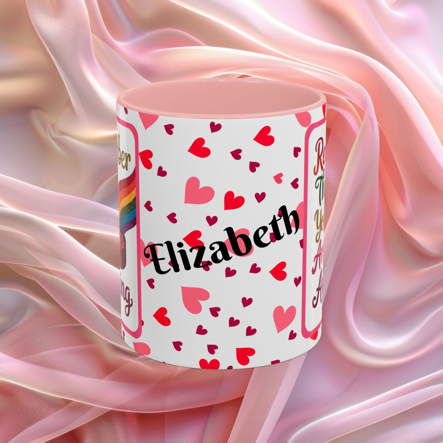 Remember That You Are Amazing Valentines mug featuring confidence boosting message, Valentine coffee cup