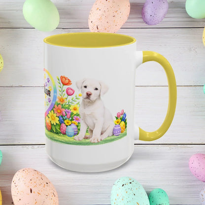 Shop our premium rottweiler white puppy easter mug from MySisterIsASurvivor.