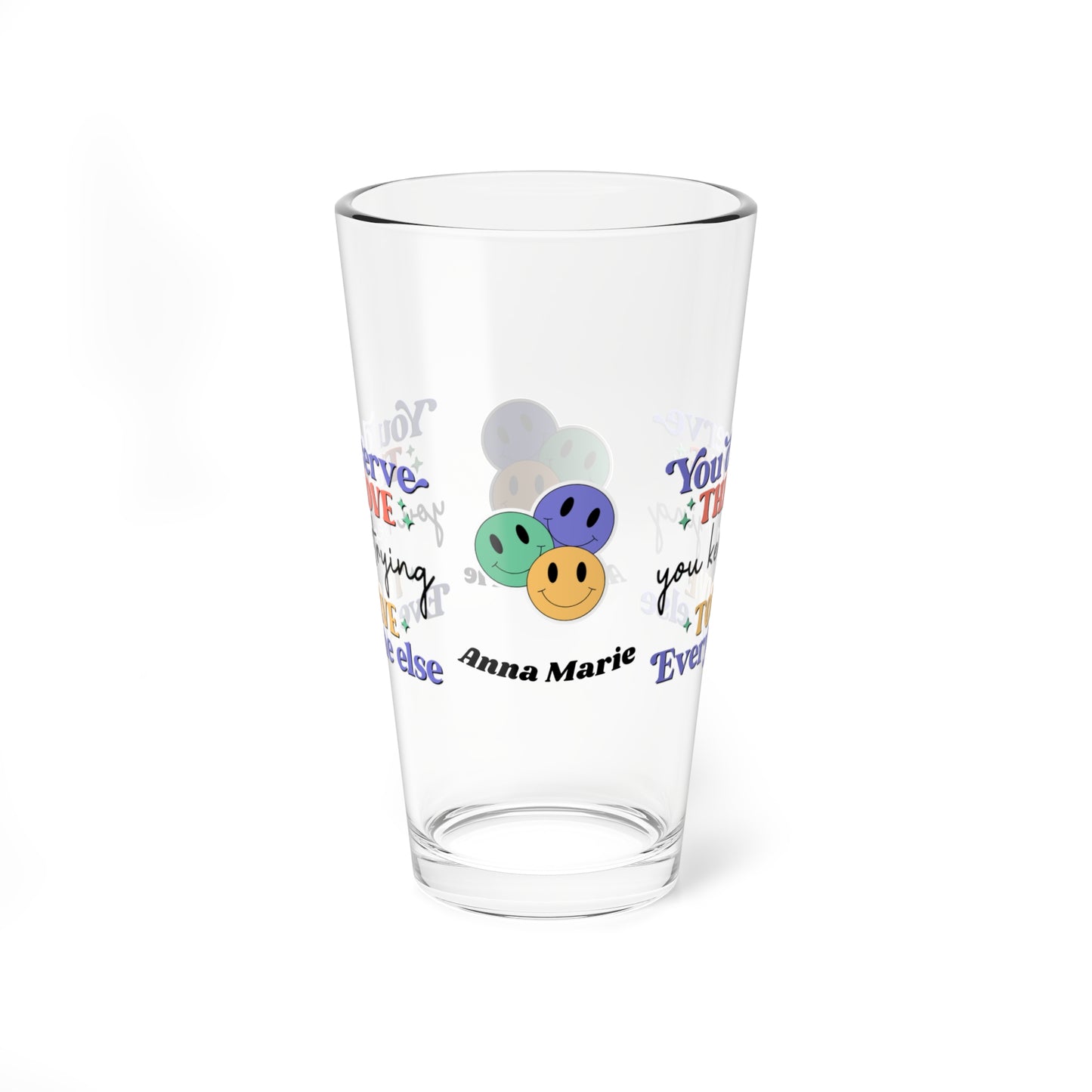 You Deserve the Love retro pint glass with emotional wellness and retro style
