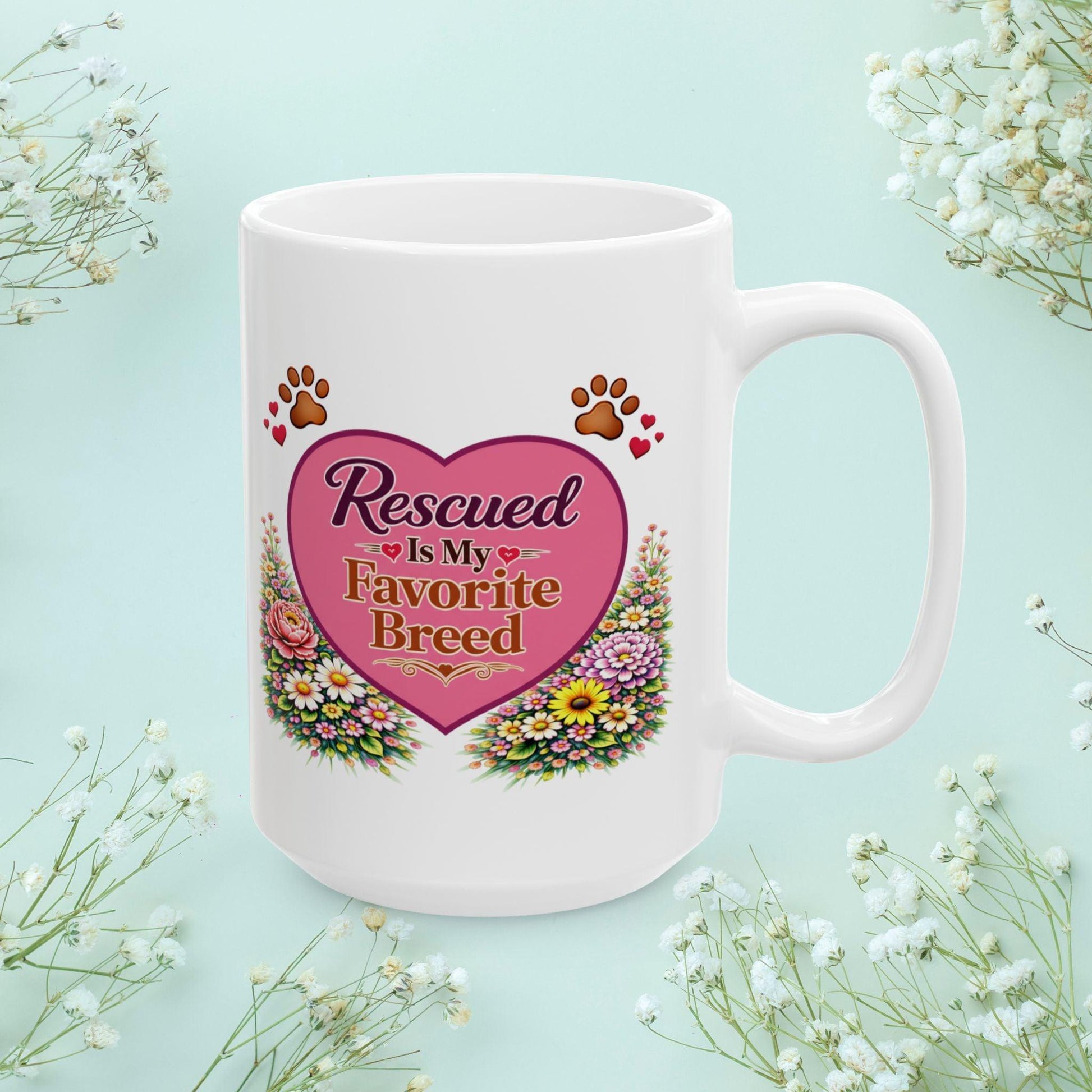 Shop our premium rescued is my favorite breed fur mom mug from MySisterIsASurvivor.