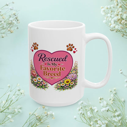 Shop our premium rescued is my favorite breed fur mom mug from MySisterIsASurvivor.