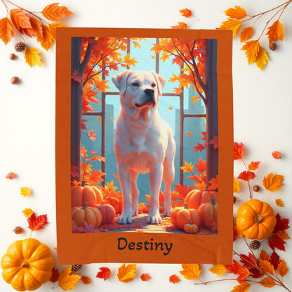 White Rottweiler velveteen plush blanket, plush personalized dog throw for Rottie parents - MySisterIsASurvivor